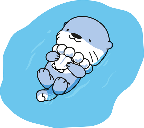 Hamo the otter, floating on water.